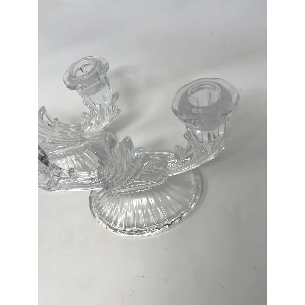 Vintage Pair of Bohemia Lead Crystal Candlestick Holders 8